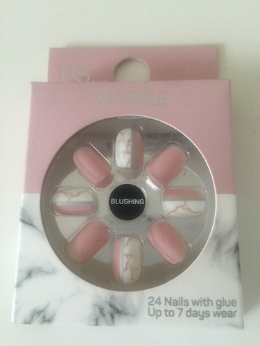Blushing marble false nails - blushing,