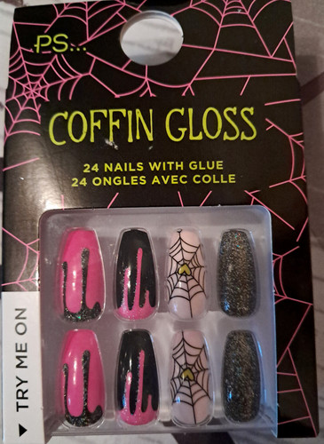 Halloween false nails coffin - false,