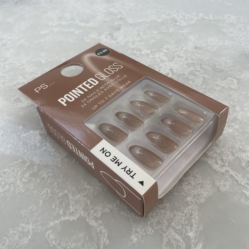 Brown shimmer fake nails - brown,