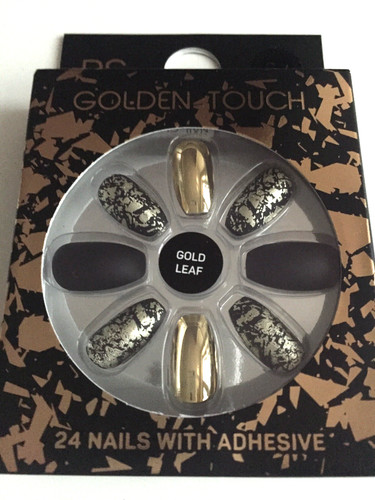Gold leaf false nails - leaf,