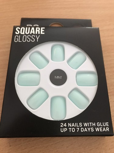Mint square glossy false nails - mint,