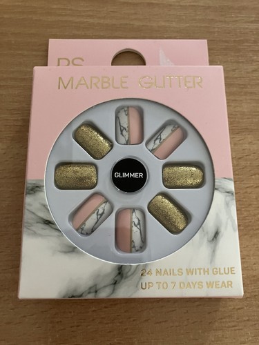 Marble glitter false nails - marble,